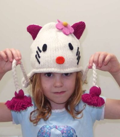 Handknitted wool cat hat