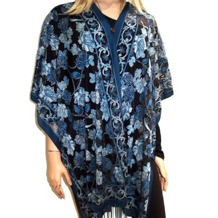 Rose Pattern Sheer Evening Poncho evening lace poncho