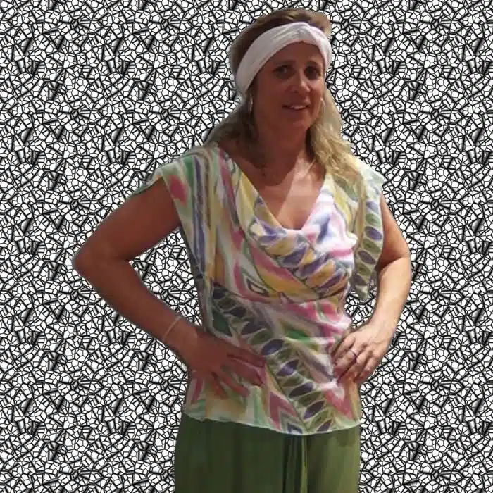 Print Cowl Neck Top Cap sleeve top