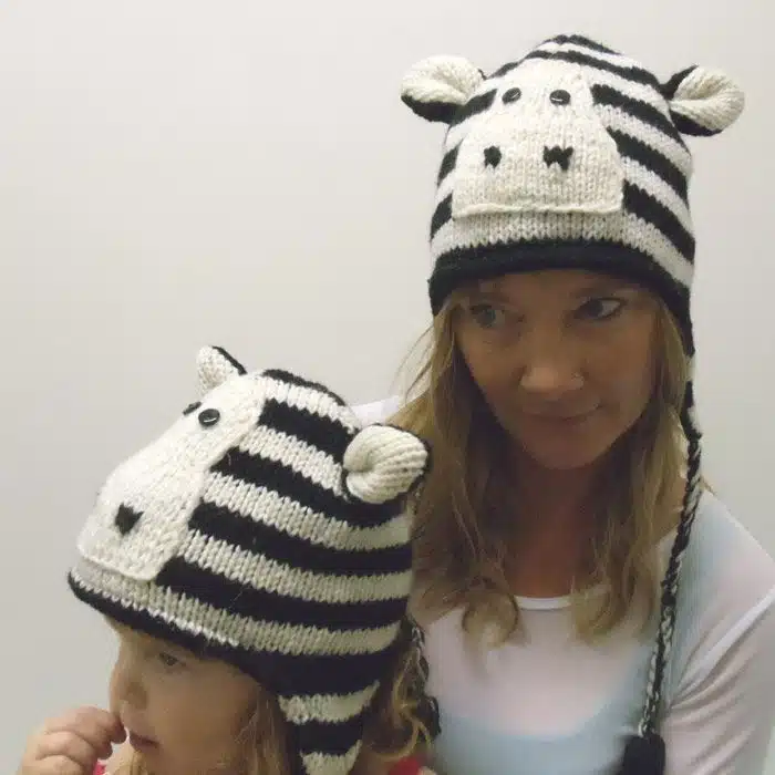 Zebra Animal Hat Wool Zebra Hat-black-white