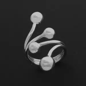 Silver long finger ring