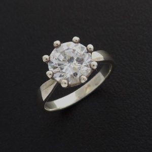 Silver-CZ-Solitaire- Ring