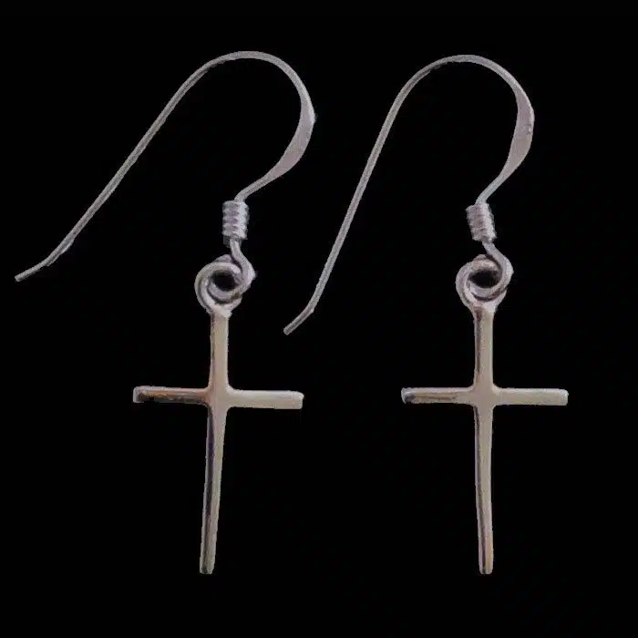Silver Cross Earrings Christian cross earrings