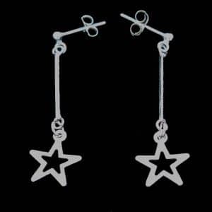 Silver star dangle earrings