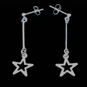 Silver star dangle earrings