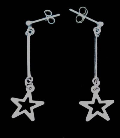 Silver star dangle earrings