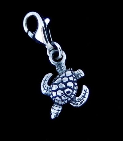 Silver turtle bracelet charm