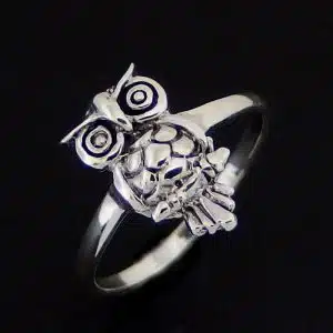 Sterling silver owl ring