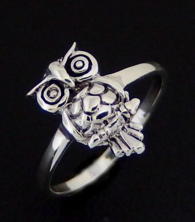 Sterling silver owl ring