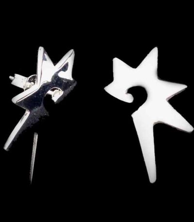 Silver Star burst earring studs