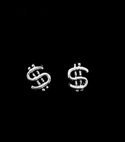 Silver Dollar Sign Earring stud