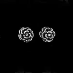 Silver rose stud earrings