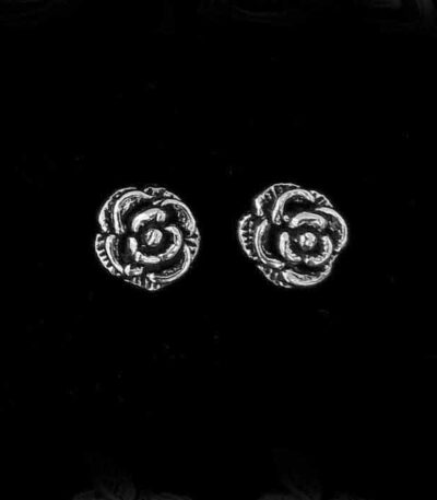Silver rose stud earrings