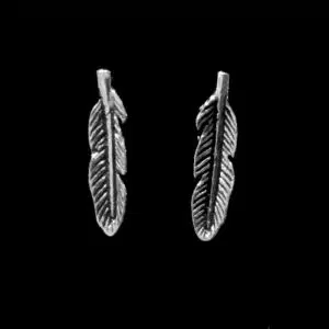 Silver feather stud earrings