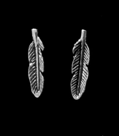 Silver feather stud earrings
