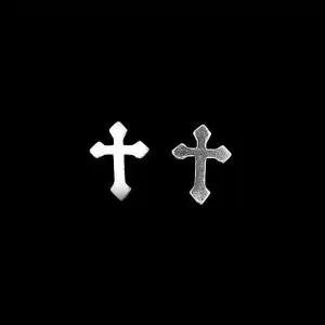 Silver cross earring studs