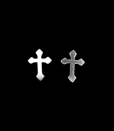 Silver cross earring studs