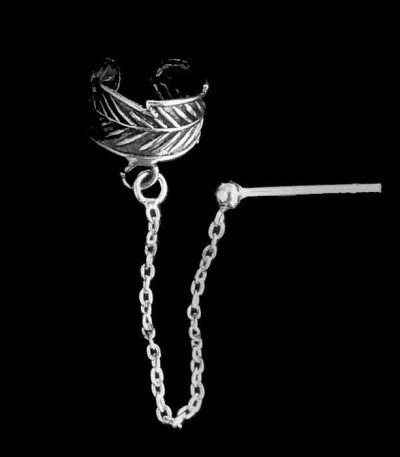 Silver Ear Cuff with Chain