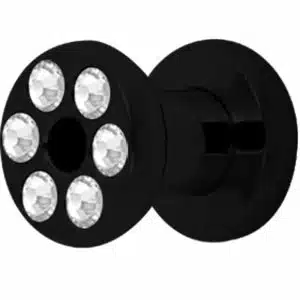 Jewelled Black Steel Ear Tunnel