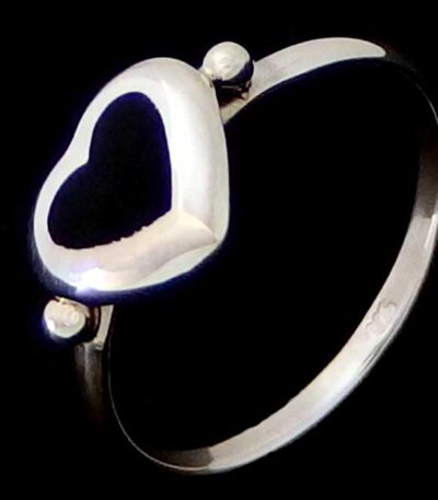 Sterling Silver Black Heart Ring