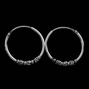 silver tribal Bali hoops