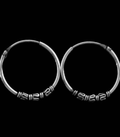 silver tribal Bali hoops