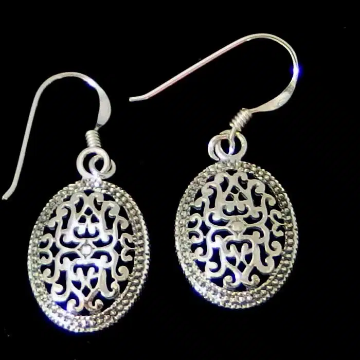 Oval Filigree Earrings NZ Vintage-Silver-Earrings