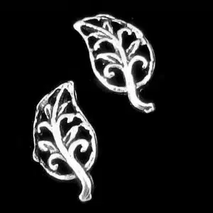 Silver leaf stud earrings