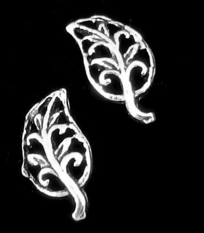Silver leaf stud earrings