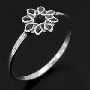 Silver Flower Ring Spirograph Pattern