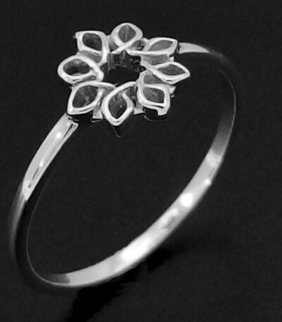 Silver Flower Ring Spirograph Pattern