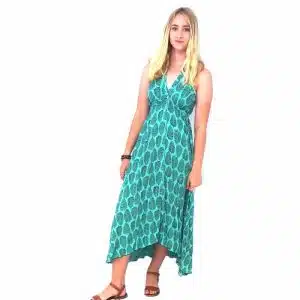 Wrap Around Halter Long Dress-Green