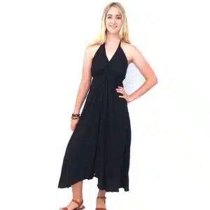 Black-Wrap Around-Halter-dress