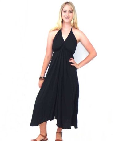 Black-Wrap Around-Halter-dress