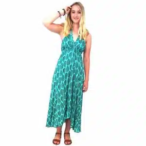 Green halter dress maxi