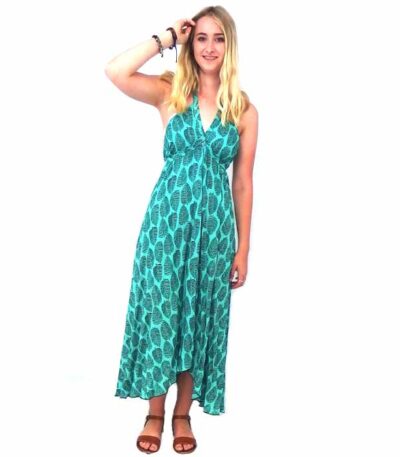 Green halter dress maxi