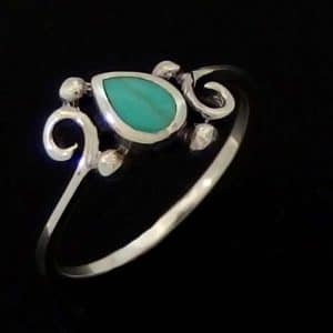 Turquoise Tear Drop Shell Ring