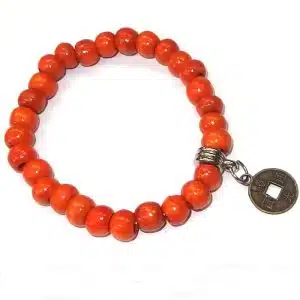 Orange lucky coin bracelet