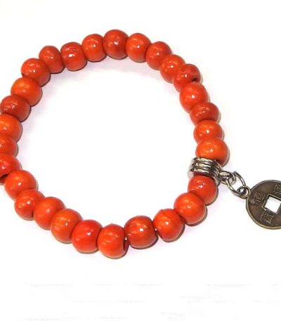Orange lucky coin bracelet