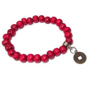Red Bead Bracelet-Lucky Coin