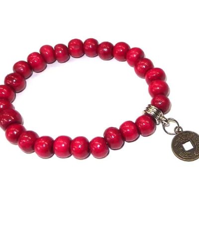 Red Bead Bracelet-Lucky Coin