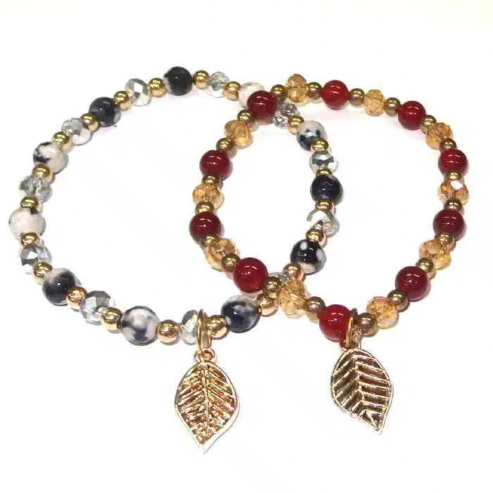 Real Stone Leaf Bracelet Leaf charm Bracelet
