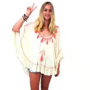 Summer poncho top cream