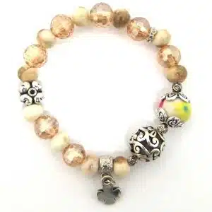 Stone Beaded Bracelets with Cross