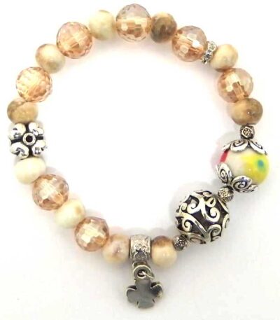 Stone Beaded Bracelets with Cross