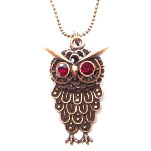 Antique gold owl necklace