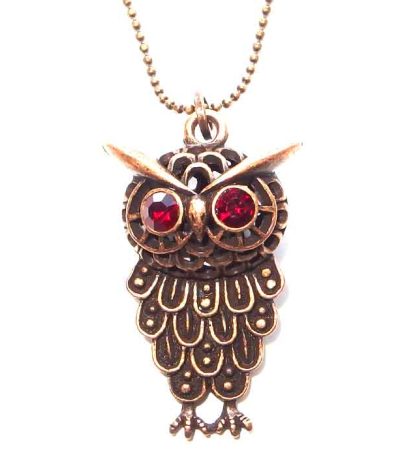Antique gold owl necklace