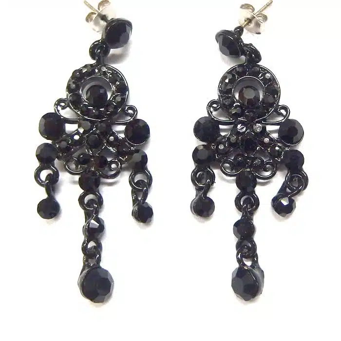 Black Jewelled Chandelier Earring Gothic black earrings