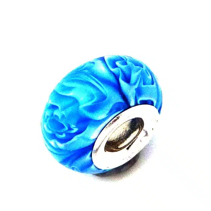 Marbled Murano Glass Bead Blue bracelet bead