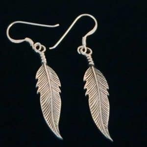 Silver feather earrings